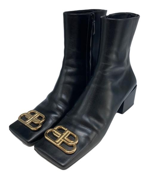 BALENCIAGA（バレンシアガ）BALENCIAGA (バレンシアガ) BBスクエアブーツ ブラック サイズ:24cm(38)の古着・服飾アイテム