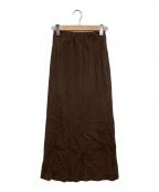 Nobleノーブル）の古着「キュプラサテンナローAラインスカート」｜ブラウン