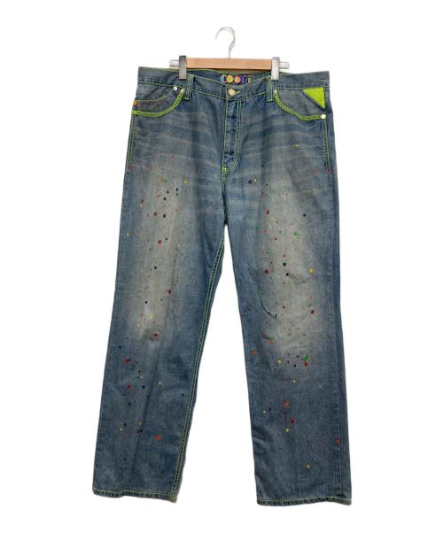 Coogi（クージー）COOGI (クージー) ペイントデニムパンツ インディゴ サイズ:106cm (W42)の古着・服飾アイテム