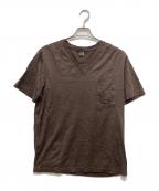 LOUIS VUITTONルイ ヴィトン）の古着「シルクコットンVネックTシャツ」｜ブラウン