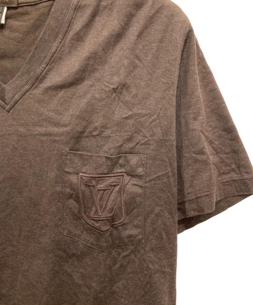 LOUIS VUITTON（ルイ ヴィトン）LOUIS VUITTON (ルイ ヴィトン) シルクコットンVネックTシャツ ブラウン サイズ:Lの古着・服飾アイテム