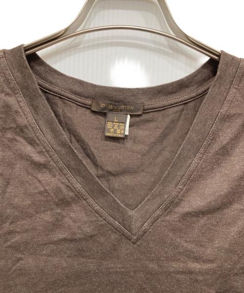 LOUIS VUITTON（ルイ ヴィトン）LOUIS VUITTON (ルイ ヴィトン) シルクコットンVネックTシャツ ブラウン サイズ:Lの古着・服飾アイテム