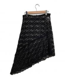provoke（プロヴォーク）の古着「stretch lace asymmetry skirt」｜ブラック