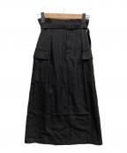 23区ニジュウサンク）の古着「デニムライクシャンプレーIラインスカート」｜ブラック