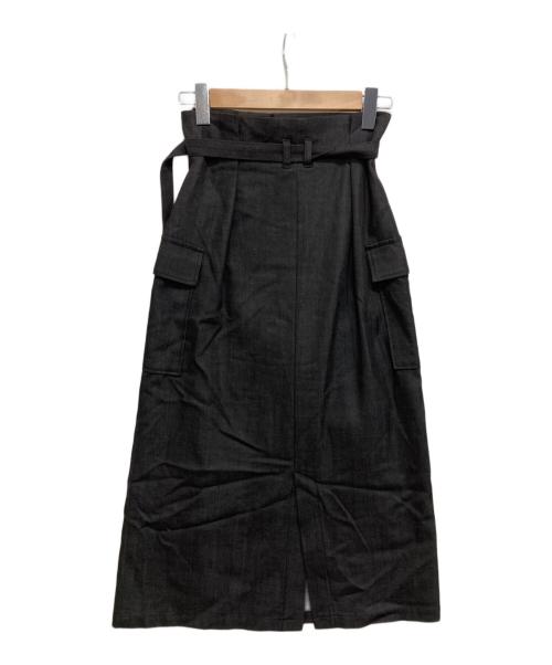 23区（ニジュウサンク）23区 (ニジュウサンク) デニムライクシャンプレーIラインスカート ブラック サイズ:32 未使用品の古着・服飾アイテム
