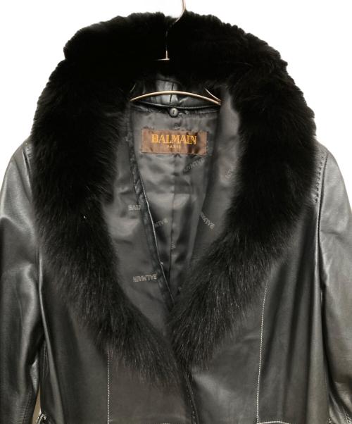 BALMAIN（バルマン）BALMAIN (バルマン) 羊革フォックスファーステッチコート ブラック サイズ:表記なしの古着・服飾アイテム
