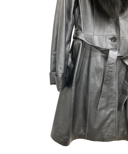 BALMAIN（バルマン）BALMAIN (バルマン) 羊革フォックスファーステッチコート ブラック サイズ:表記なしの古着・服飾アイテム