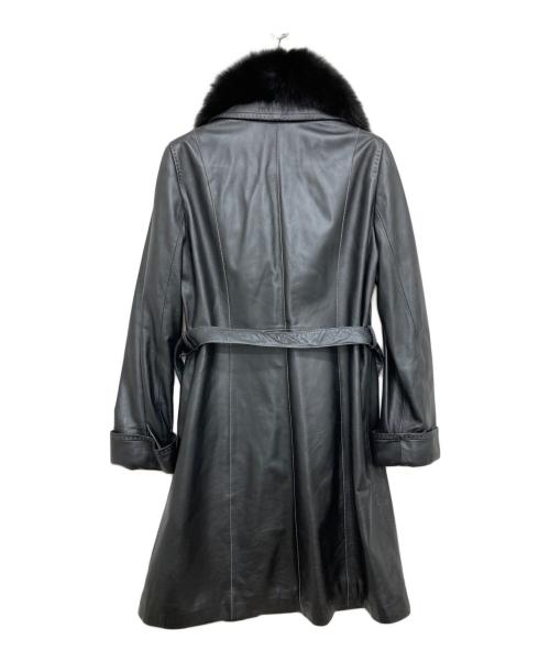 BALMAIN（バルマン）BALMAIN (バルマン) 羊革フォックスファーステッチコート ブラック サイズ:表記なしの古着・服飾アイテム