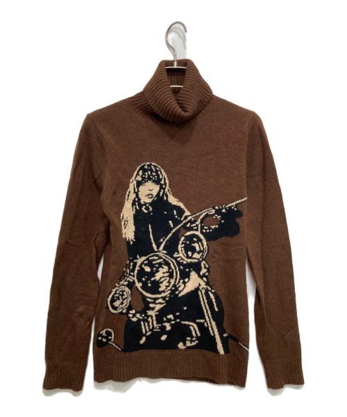 Hysteric Glamour（ヒステリックグラマー）Hysteric Glamour (ヒステリックグラマー) ガールズプリントタートルネックニット ブラウン サイズ:Fの古着・服飾アイテム