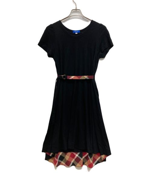 BLUE LABEL CRESTBRIDGE（ブルーレーベルクレストブリッジ）BLUE LABEL CRESTBRIDGE (ブルーレーベルクレストブリッジ) チェックリボン半袖ワンピース ブラック サイズ:38の古着・服飾アイテム