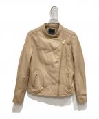 Nobleノーブル）の古着「ソフトラムレザーライダースブルゾン」｜ベージュ
