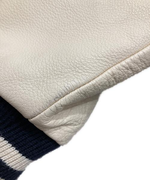 VAN JAC（ヴァン・ヂャケット）VAN JAC (ヴァン・ヂャケット) レザー切替スタジャン ネイビー×アイボリー サイズ:4Lの古着・服飾アイテム