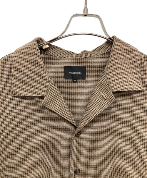 superNova.（スーパーノヴァ）supernova. (スーパーノヴァ) 開襟チェックシャツ ブラウン サイズ:Mの古着・服飾アイテム