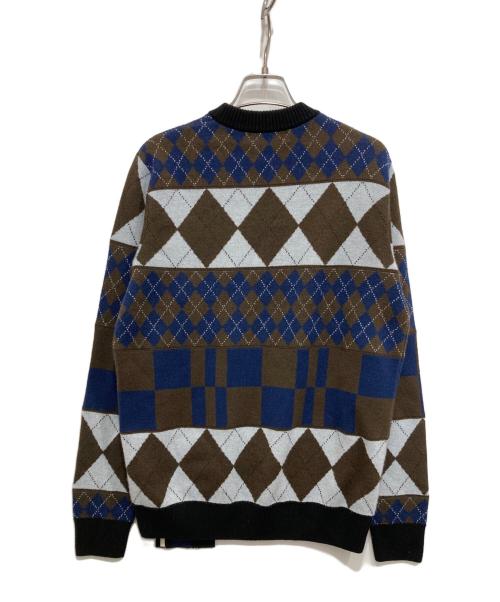 FRED PERRY（フレッドペリー）FRED PERRY (フレッドペリー) ロゴ刺繍アーガイルニット ネイビー×ブラウン サイズ:Mの古着・服飾アイテム