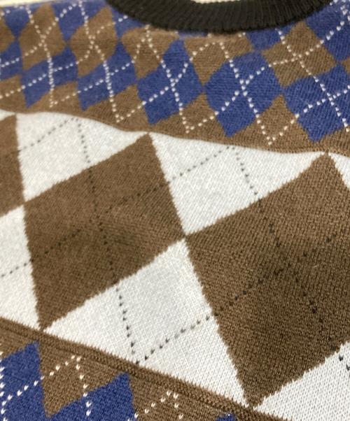 FRED PERRY（フレッドペリー）FRED PERRY (フレッドペリー) ロゴ刺繍アーガイルニット ネイビー×ブラウン サイズ:Mの古着・服飾アイテム