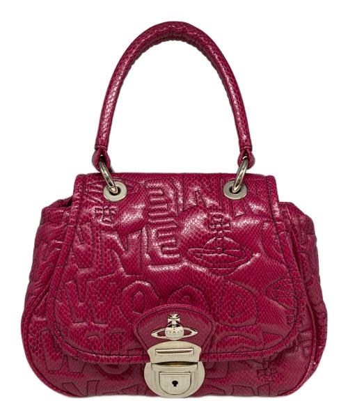 Vivienne Westwood（ヴィヴィアンウエストウッド）Vivienne Westwood (ヴィヴィアンウエストウッド) 2WAY型押しハンドバッグ ショッキングピンクの古着・服飾アイテム