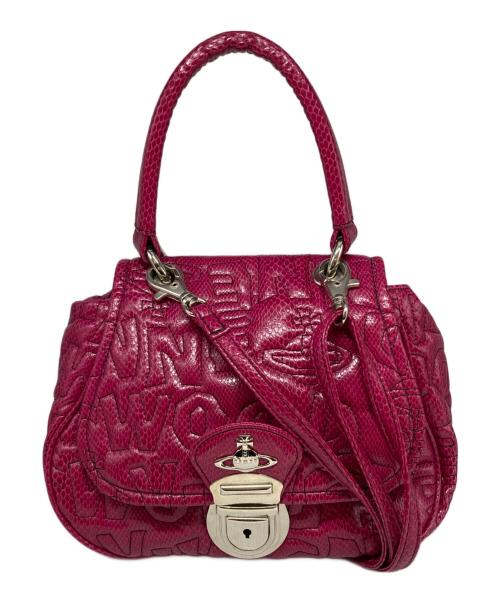 Vivienne Westwood（ヴィヴィアンウエストウッド）Vivienne Westwood (ヴィヴィアンウエストウッド) 2WAY型押しハンドバッグ ショッキングピンクの古着・服飾アイテム