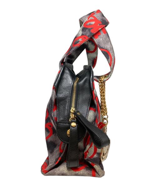 Vivienne Westwood（ヴィヴィアンウエストウッド）Vivienne Westwood (ヴィヴィアンウエストウッド) ヤスミン レオパードハンドバッグ レッド×グレーの古着・服飾アイテム