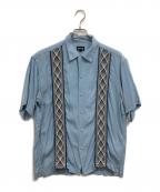 Schottショット）の古着「LINE 2TONE SS SHIRT」｜スカイブルー
