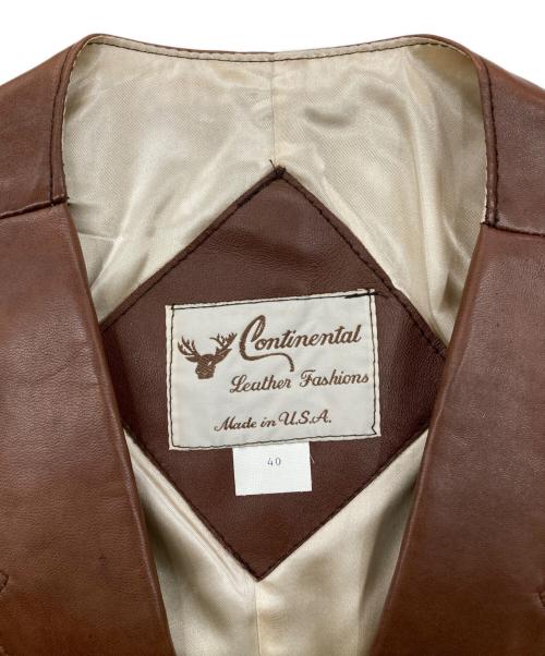 CONTINENTAL（コンチネンタル）CONTINENTAL (コンチネンタル) レザーべスト ブラウン サイズ:40の古着・服飾アイテム
