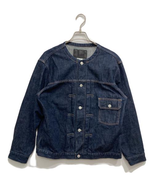 CALEE（キャリー）CALEE (キャリー) 1st ノーカラーデニムジャケット インディゴ サイズ:Mの古着・服飾アイテム