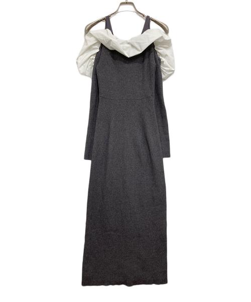 Snidel（スナイデル）Snidel (スナイデル) フリルドッキングオフショルニットワンピ グレー サイズ:ONE SIZEの古着・服飾アイテム