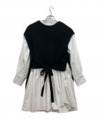 Rirandtureリランドチュール）の古着「ニットベストイレヘムシャツセット」｜ホワイト×ブラック