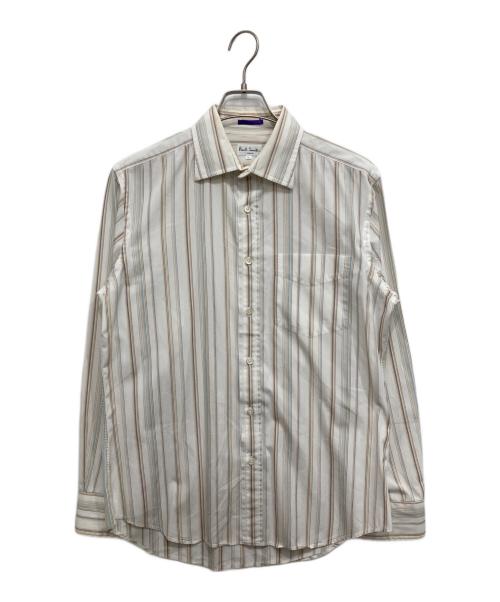 Paul Smith London（ポールスミスロンドン）Paul Smith London (ポールスミスロンドン) ストライプシャツ ホワイト×ベージュ×スカイブルー サイズ:Lの古着・服飾アイテム