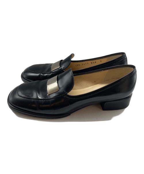 GUCCI（グッチ）GUCCI (グッチ) シルバープレートローファー ブラック サイズ:351/2の古着・服飾アイテム