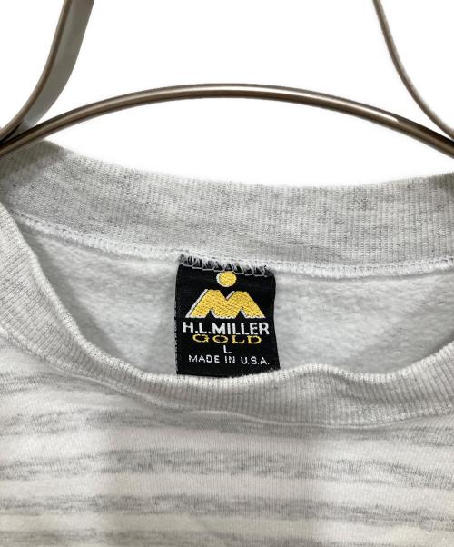 H.L.MILLER（エイチエルミラー）H.L.MILLER (エイチエルミラー) プリントボーダースウェット ホワイト×グレー サイズ:Lの古着・服飾アイテム