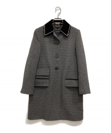 中古・古着通販】MIU MIU (ミュウミュウ) 千鳥格子柄コート グレー