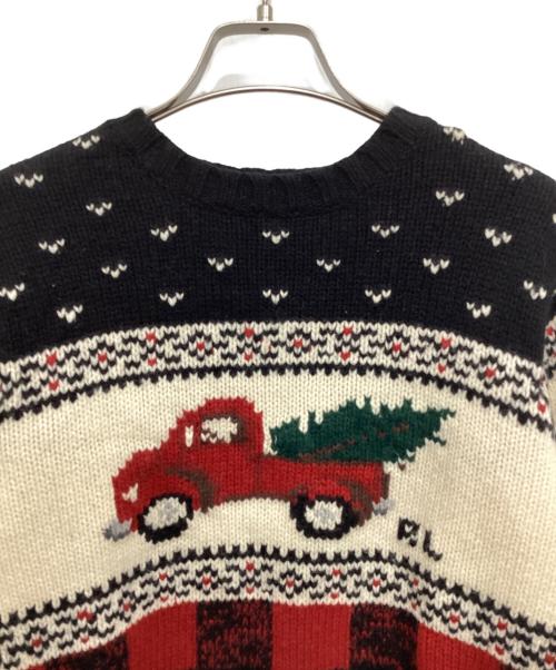 POLO RALPH LAUREN（ポロ・ラルフローレン）POLO RALPH LAUREN (ポロ・ラルフローレン) トラックインターシャウールニット ブラック×レッド サイズ:表記なしの古着・服飾アイテム