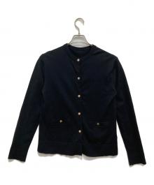 Mila Owen（ミラオーウェン）の古着「金釦ポケットデザインニットカーデ」｜ブラック