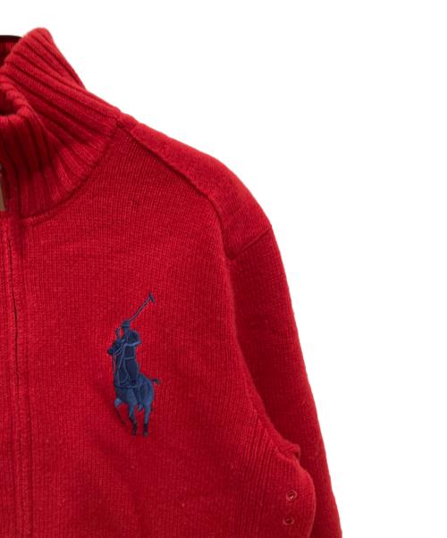 POLO RALPH LAUREN（ポロ・ラルフローレン）POLO RALPH LAUREN (ポロ・ラルフローレン) ジップアップニット レッド サイズ:Mの古着・服飾アイテム