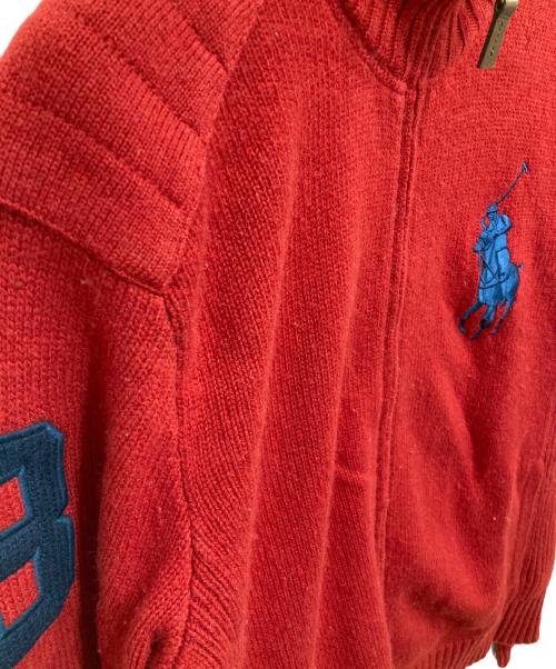 POLO RALPH LAUREN（ポロ・ラルフローレン）POLO RALPH LAUREN (ポロ・ラルフローレン) ジップアップニット レッド サイズ:Mの古着・服飾アイテム