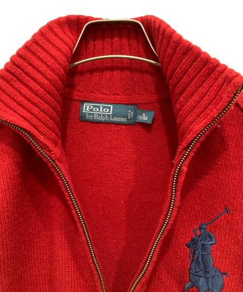 POLO RALPH LAUREN（ポロ・ラルフローレン）POLO RALPH LAUREN (ポロ・ラルフローレン) ジップアップニット レッド サイズ:Mの古着・服飾アイテム