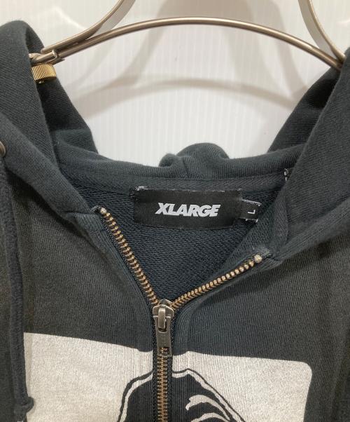 X-LARGE（エクストララージ）X-LARGE (エクストララージ) DISCHARGE PRINTED OG ZIP HOODED SWEATSHIRT ブラック サイズ:Lの古着・服飾アイテム