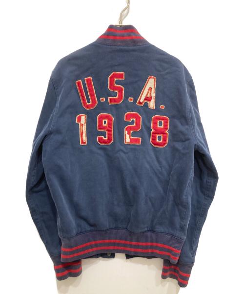 POLO RALPH LAUREN（ポロ・ラルフローレン）POLO RALPH LAUREN (ポロ・ラルフローレン) コットン スタジャン ネイビー×レッド サイズ:Mの古着・服飾アイテム