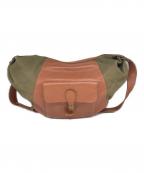 IL BISONTEイル ビゾンテ）の古着「レザー×キャンバスショルダーバッグ」｜ブラウン×カーキ