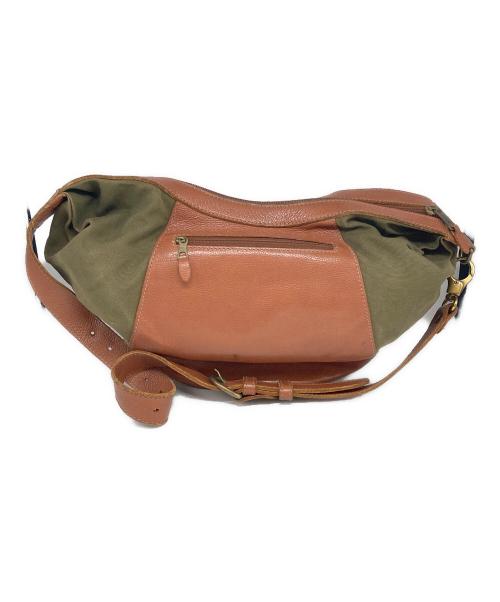 IL BISONTE（イル ビゾンテ）IL BISONTE (イル ビゾンテ) レザー×キャンバスショルダーバッグ ブラウン×カーキの古着・服飾アイテム