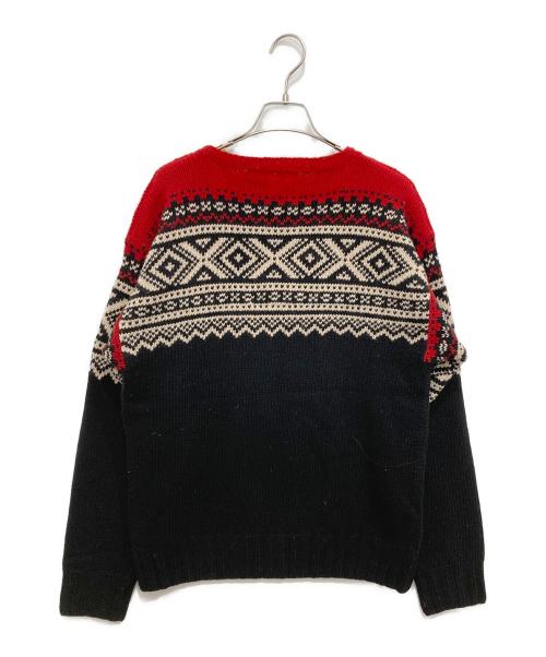 POLO RALPH LAUREN（ポロ・ラルフローレン）POLO RALPH LAUREN (ポロ・ラルフローレン) ノルディック柄ニット レッド×ブラック サイズ:Lの古着・服飾アイテム