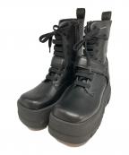 CHARLES & KEITHチャールズアンドキース）の古着「ベルトレースアップブーツ」｜ブラック