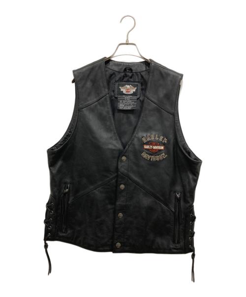 HARLEY-DAVIDSON（ハーレーダビッドソン）HARLEY-DAVIDSON (ハーレーダビッドソン) レザーベスト ブラック サイズ:Lの古着・服飾アイテム