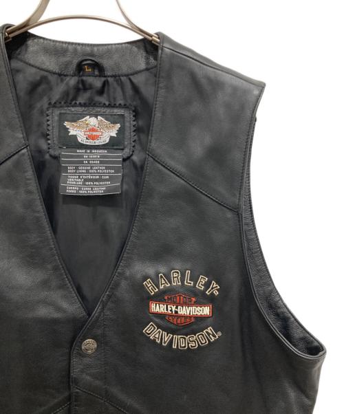 HARLEY-DAVIDSON（ハーレーダビッドソン）HARLEY-DAVIDSON (ハーレーダビッドソン) レザーベスト ブラック サイズ:Lの古着・服飾アイテム
