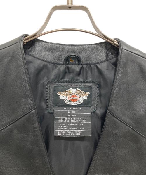 HARLEY-DAVIDSON（ハーレーダビッドソン）HARLEY-DAVIDSON (ハーレーダビッドソン) レザーベスト ブラック サイズ:Lの古着・服飾アイテム