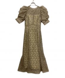 FRAY ID（フレイ アイディー）の古着「エンブロイダリーパフドレス」｜ベージュ