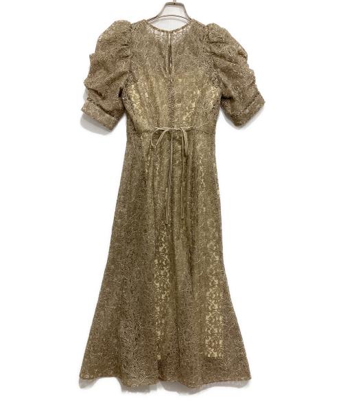 FRAY ID（フレイ アイディー）FRAY ID (フレイ アイディー) エンブロイダリーパフドレス ベージュの古着・服飾アイテム