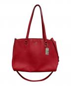 COACHコーチ）の古着「グレインレザーダブルジップキャリーオール」｜レッド