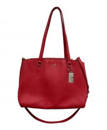 COACH（コーチ）の古着「グレインレザーダブルジップキャリーオール」｜レッド