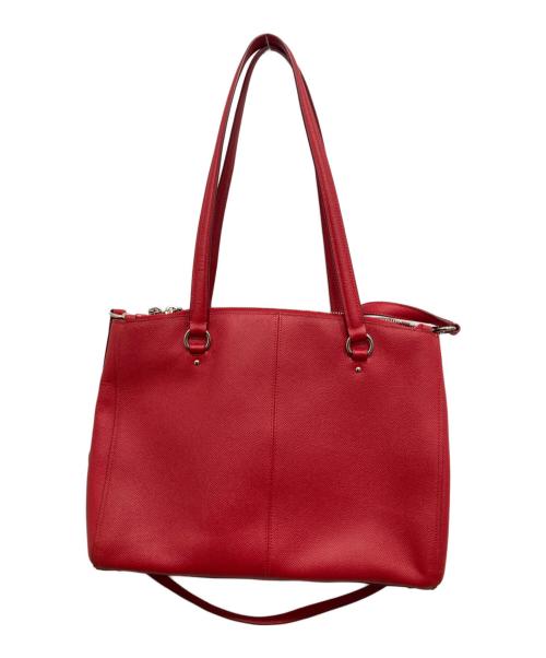 COACH（コーチ）COACH (コーチ) グレインレザーダブルジップキャリーオール レッドの古着・服飾アイテム
